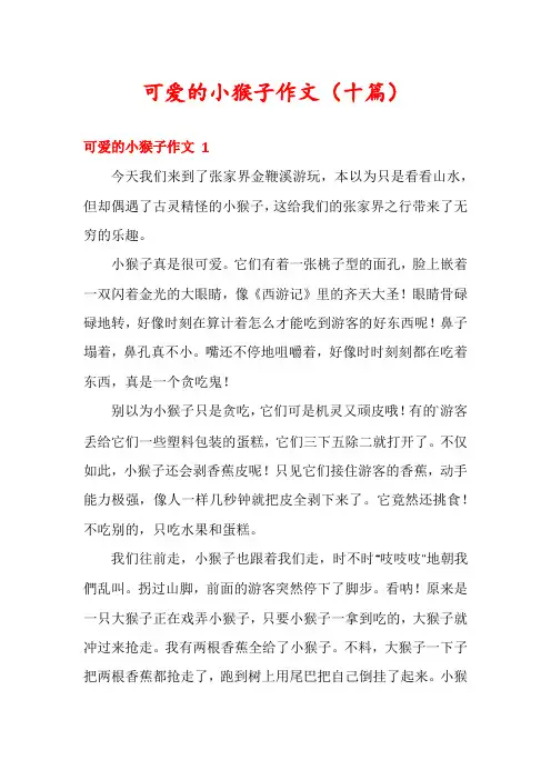 可爱的小猴子作文(十篇)
