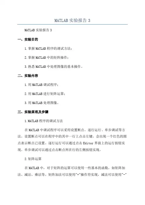 MATLAB实验报告3