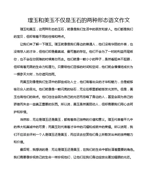 璞玉和美玉不仅是玉石的两种形态语文作文