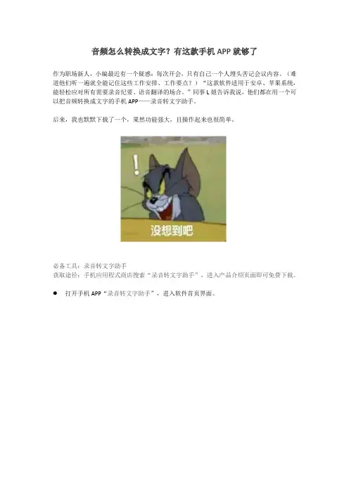 音频怎么转换成文字？有这款手机APP就够了