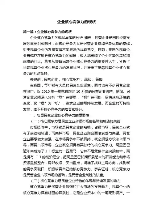 企业核心竞争力的现状
