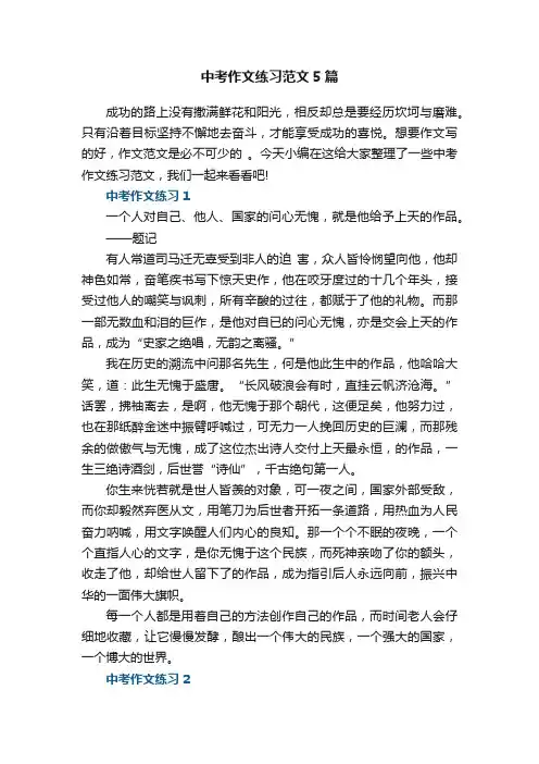 中考作文练习范文5篇