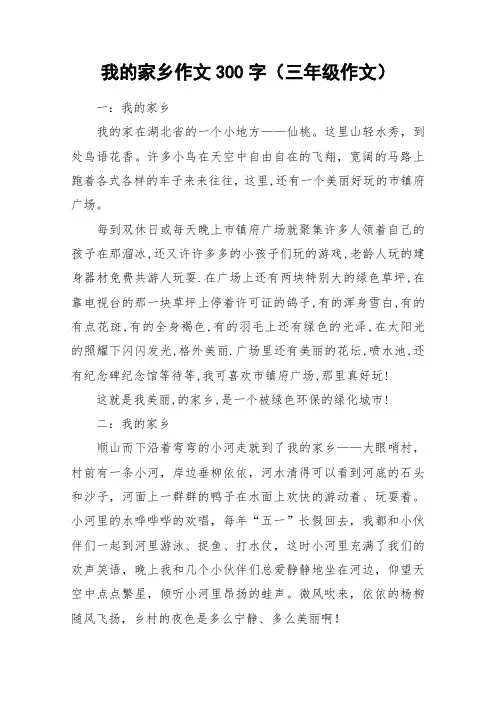 我的家乡作文300字(三年级作文)_作文