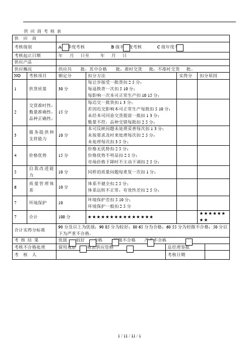 供应商考核表