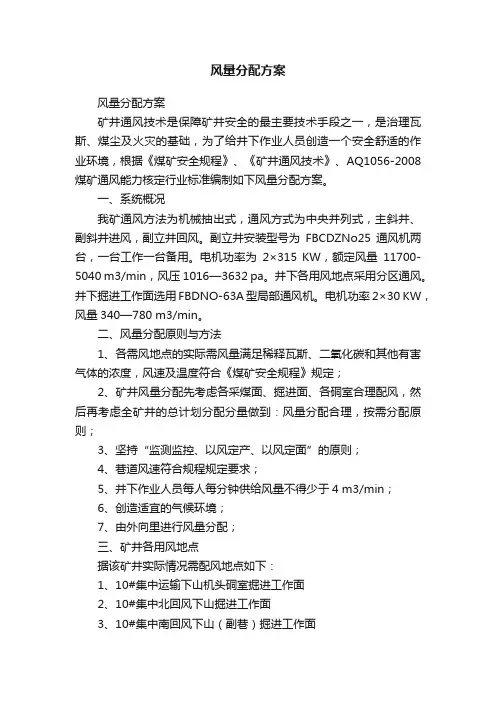风量分配方案