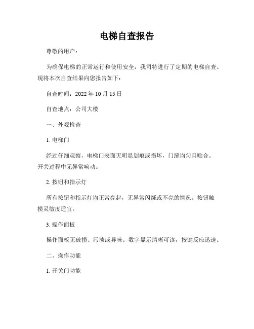 电梯自查报告