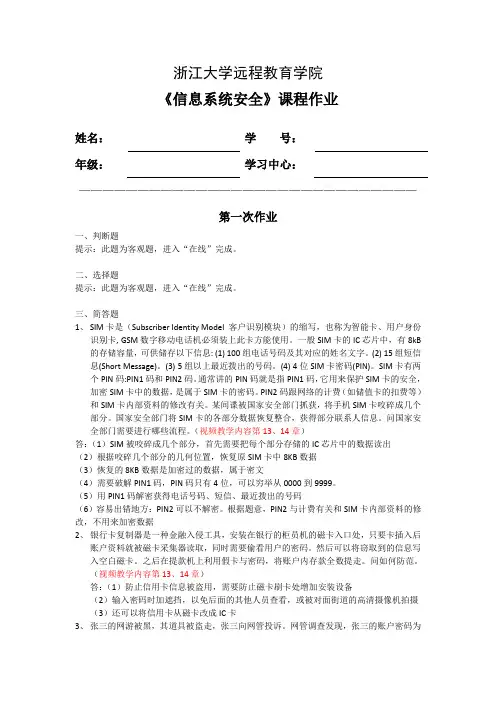信息系统安全离线作业