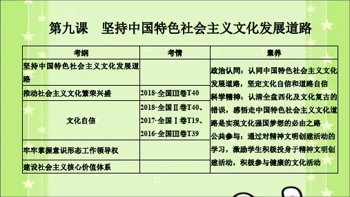 人教版高中政治必修3第四单元 发展中国特色社会主义文化第九课 坚持中国特色社会主义文化发展道路课件(