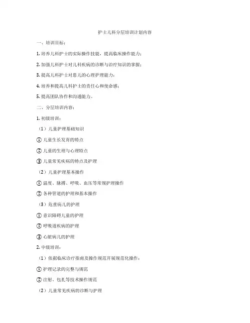 护士儿科分层培训计划内容