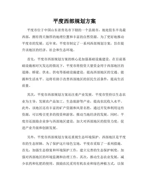 平度西部规划方案