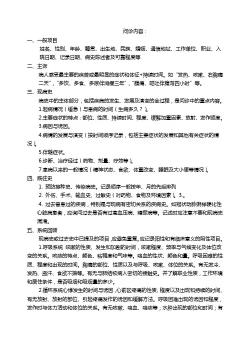 问诊要点