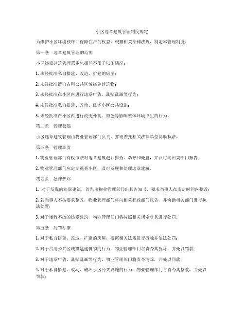 小区违章建筑管理制度规定