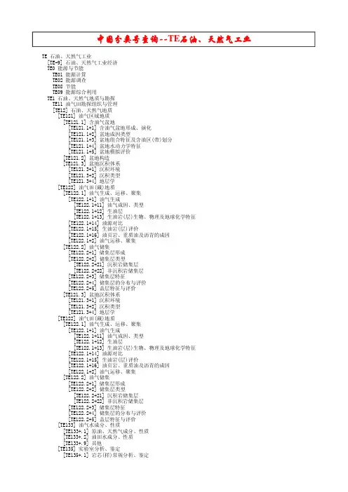 中图分类号查询-TE石油、天然气工业