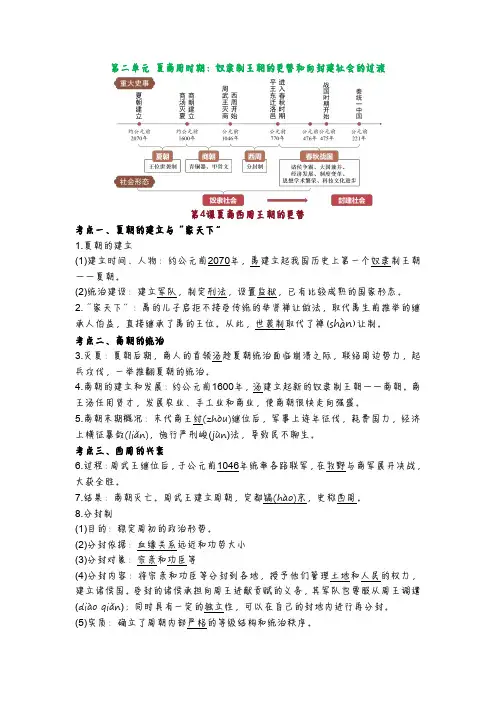2024版七年级历史上册第二单元知识点总结