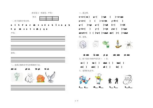 汉语拼音测验题(声母、单韵母)[1]