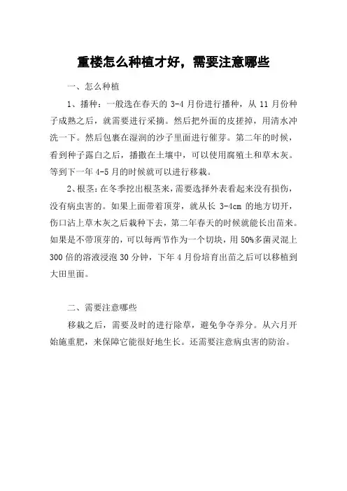 重楼怎么种植才好,需要注意哪些