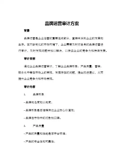 品牌运营审计方案
