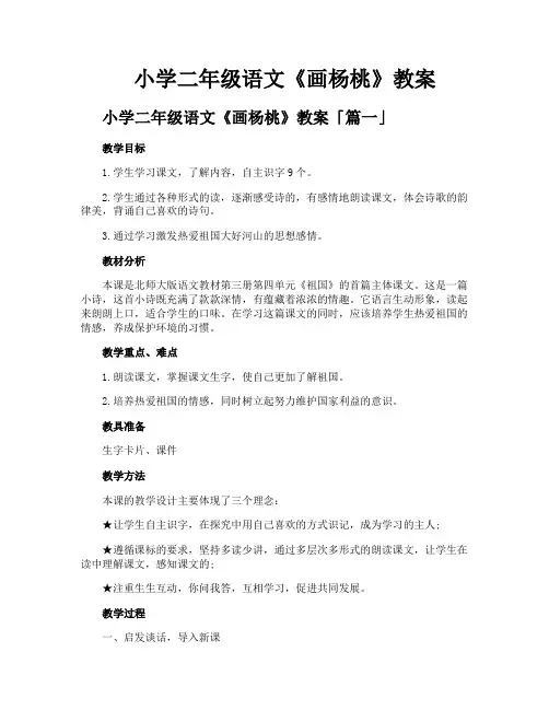 小学二年级语文《画杨桃》教案
