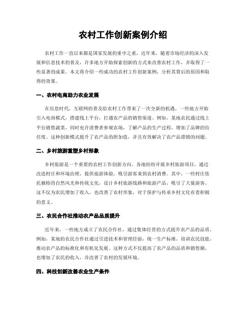 农村工作创新案例介绍