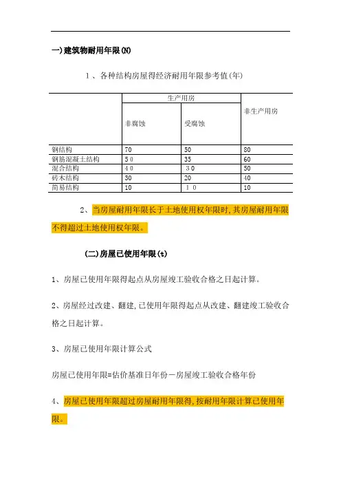 建筑物成新率计算