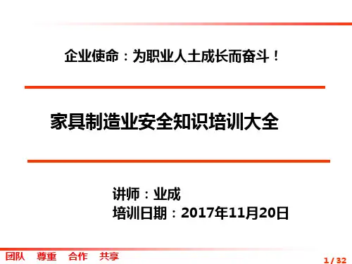 家居制造业安全管理知识培训大全精选全文