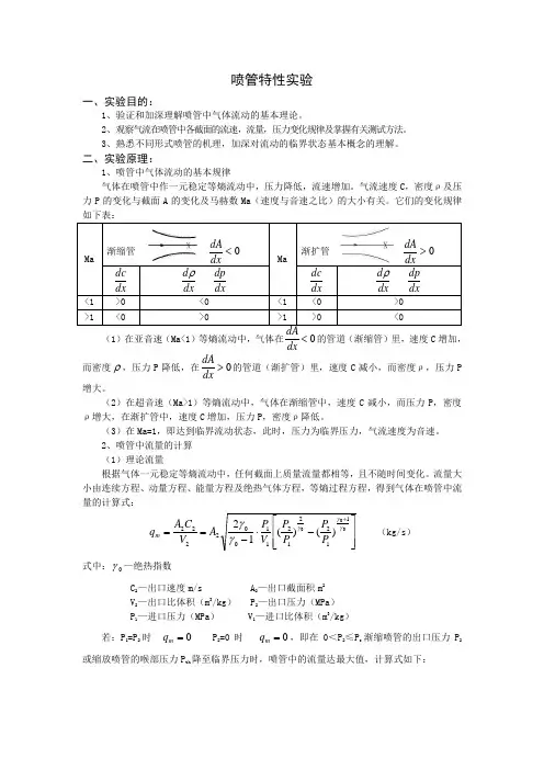 喷管特性实验指导书