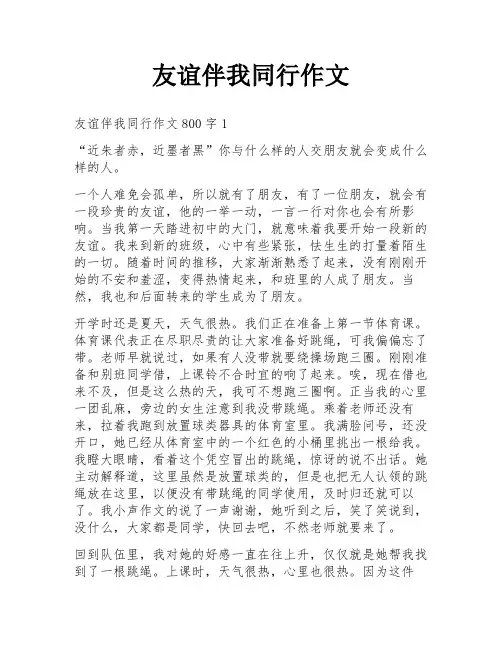 友谊伴我同行作文