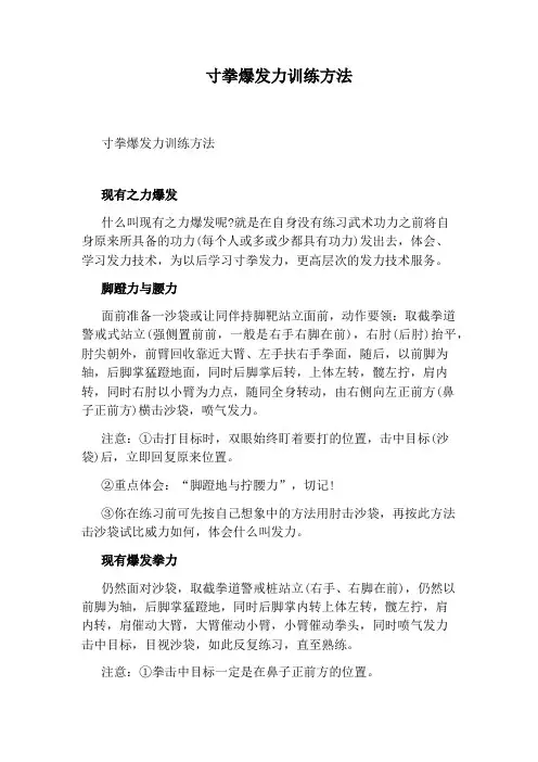 寸拳爆发力训练方法