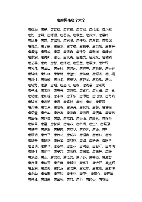 唐姓男孩名字大全
