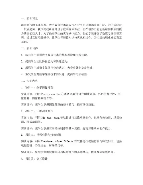 数媒专业课程实训报告总结