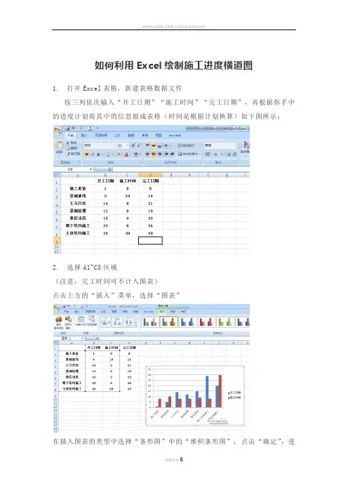 如何利用Excel绘制施工进度横道图？