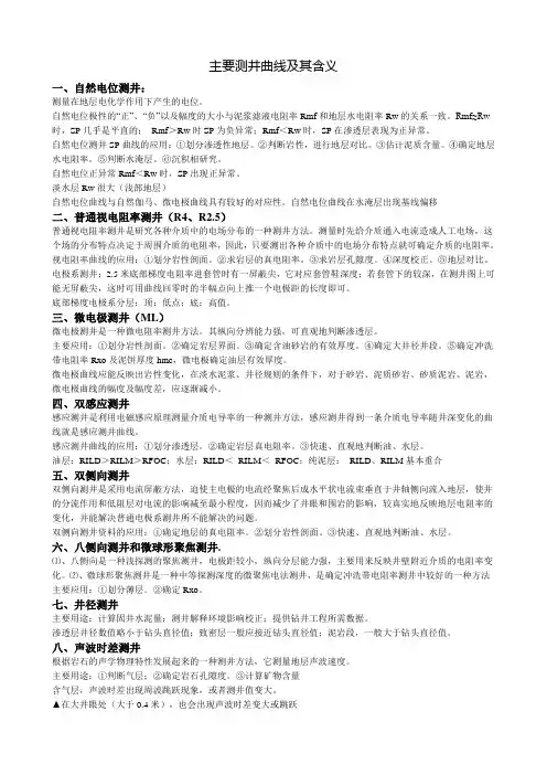 主要测井曲线及其含义