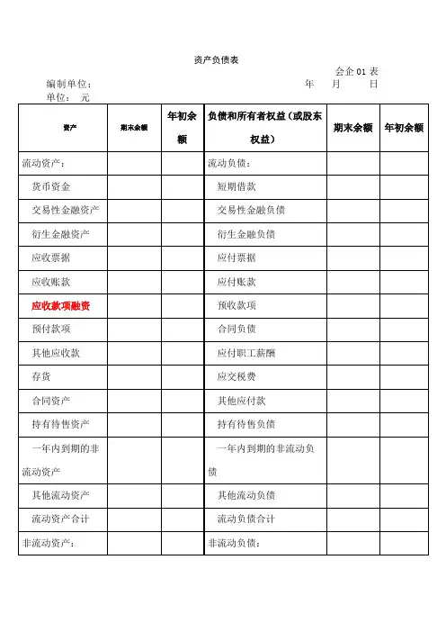 一般企业财务报表格式适用于已执行新金融准则新收入准则和新租赁准则的企业