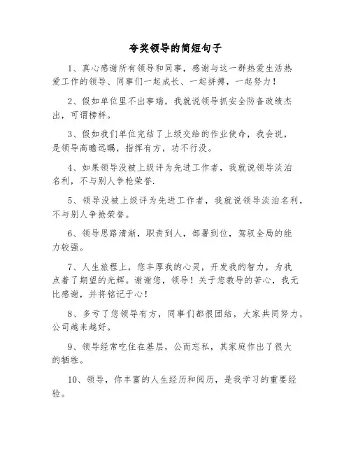 夸奖领导的简短句子
