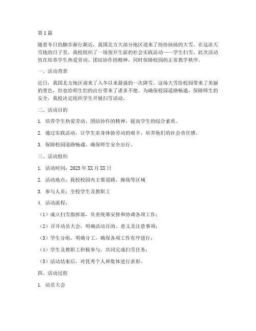 学生扫雪的社会实践活动(3篇)