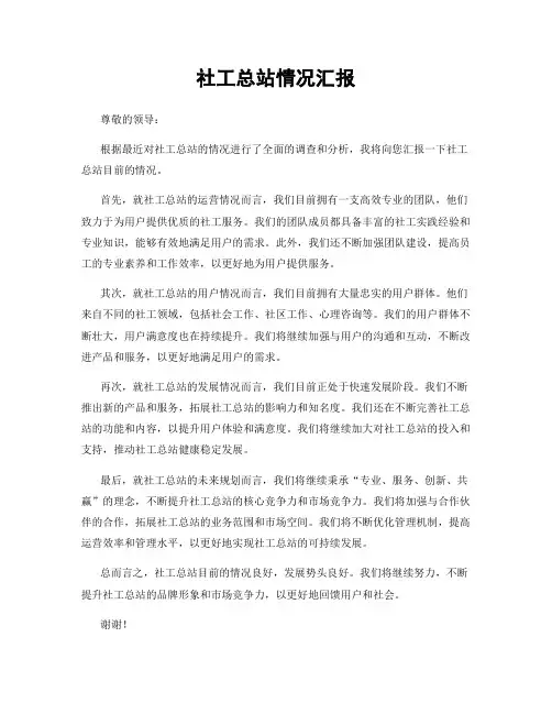 社工总站情况汇报