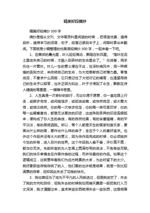 精美好段摘抄300字