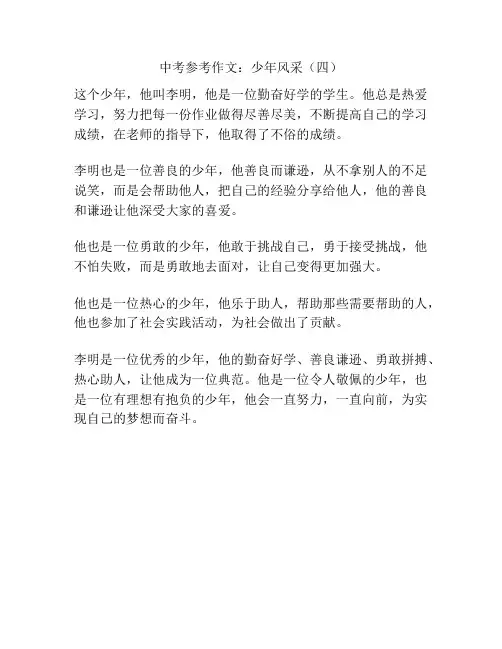 中考参考作文：少年风采(四)