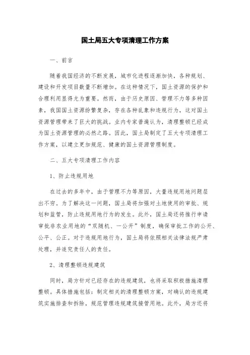 国土局五大专项清理工作方案