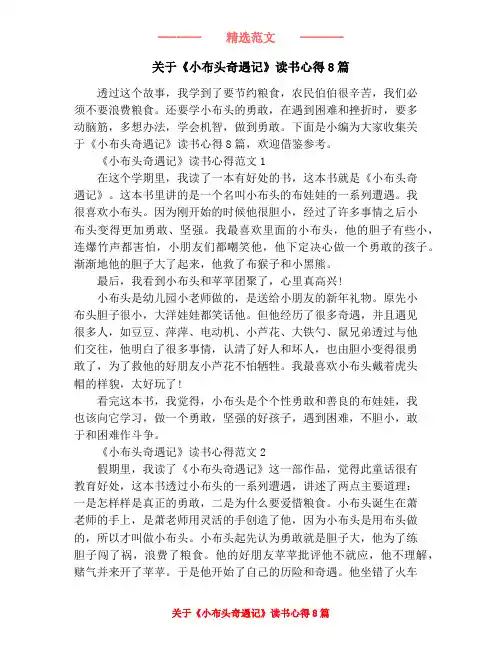 关于《小布头奇遇记》读书心得8篇