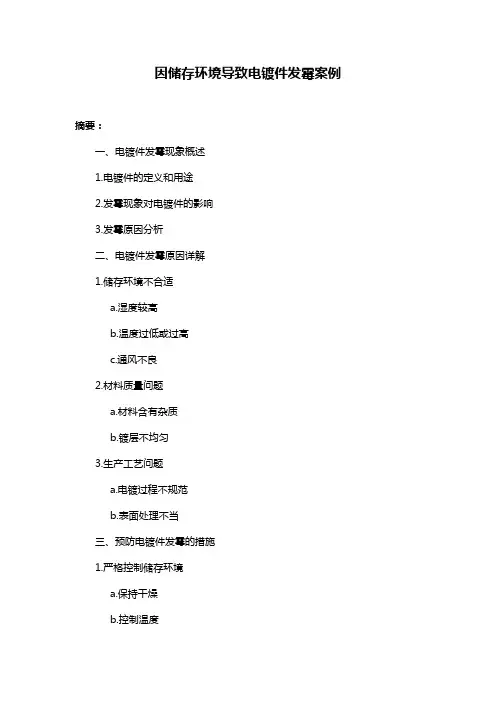 因储存环境导致电镀件发霉案例