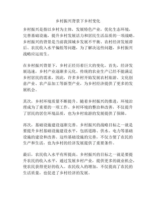 乡村振兴背景下乡村变化
