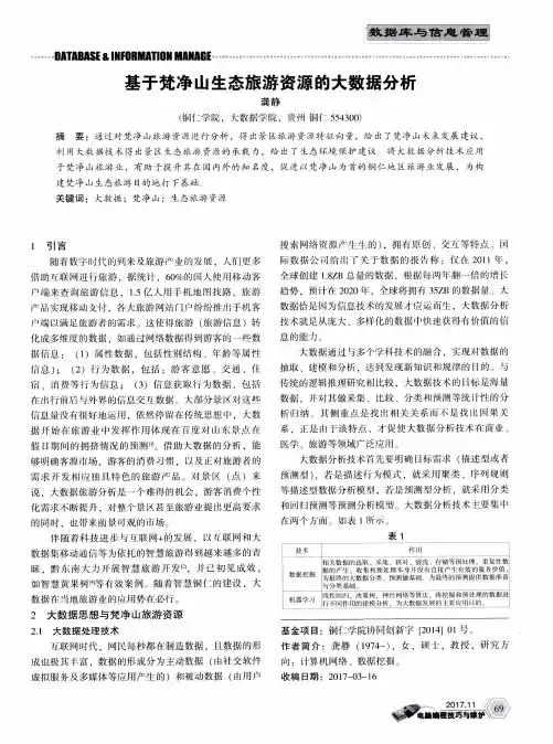 基于梵净山生态旅游资源的大数据分析
