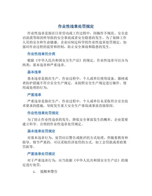 作业性违章处罚规定