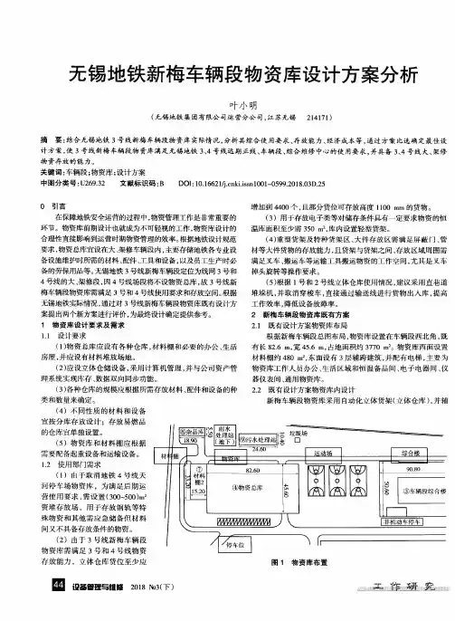 无锡地铁新梅车辆段物资库设计方案分析