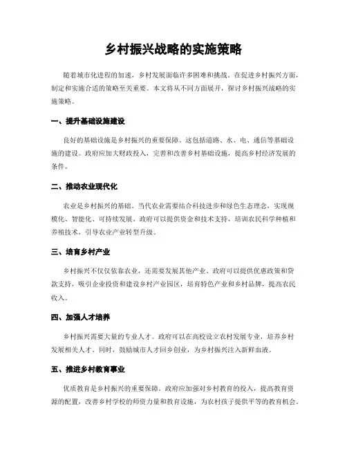 乡村振兴战略的实施策略