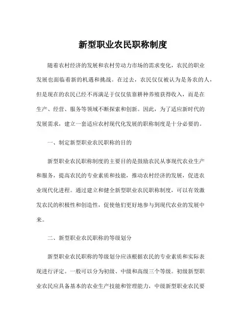 新型职业农民职称制度