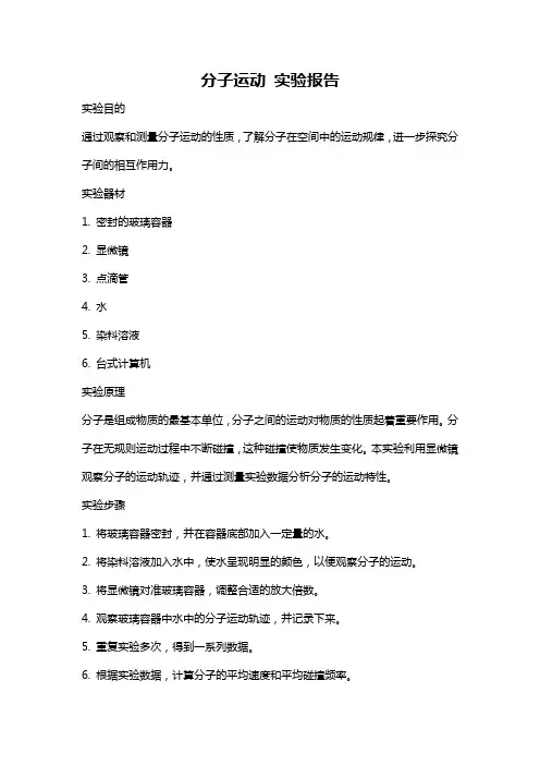 分子运动 实验报告