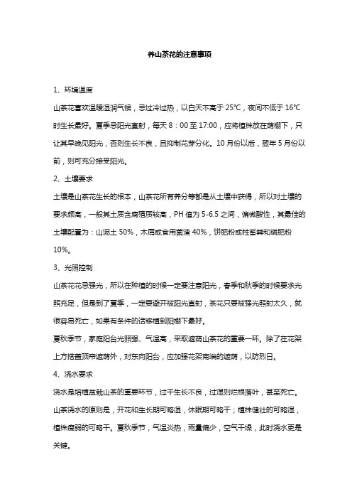 养山茶花的注意事项