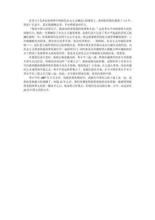 《小平,你好》观后感
